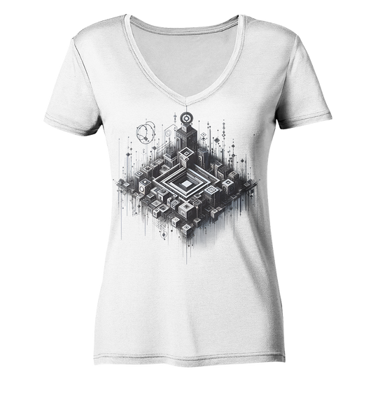 Abstract Art - Ladies Organic V-Neck Shirt